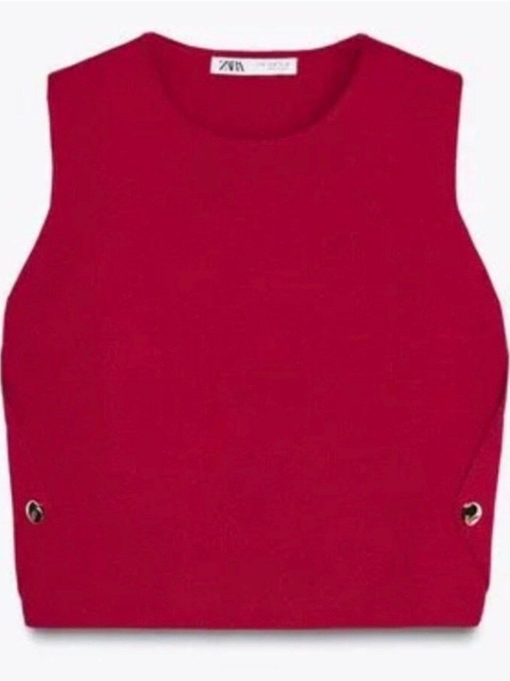 Zara Red Sleeveless Knit Crop Top & Belted Skirt Set - Picture 8 of 8